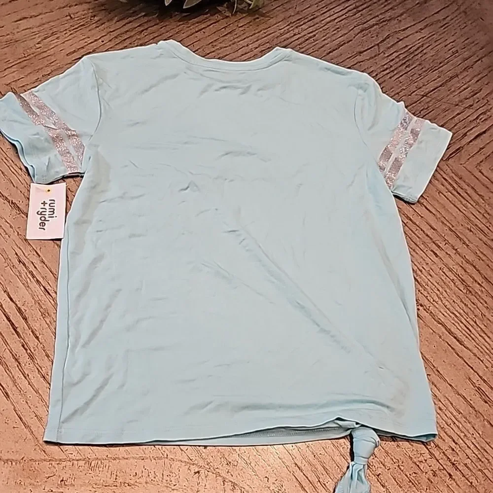 Unicorn side tie varsity t shirt size L NWT You do you